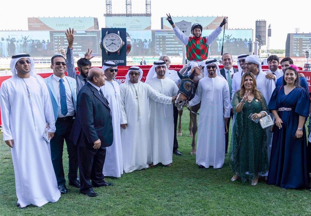 בעלי הסוסים חוגגים עוד ניצחון. צילום: Dubai World Cup