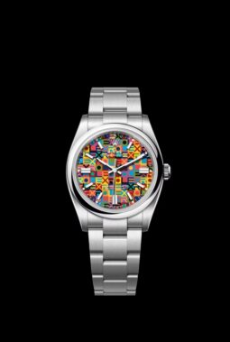 שעון Rolex Oyster Perpetual 36 עם לוח צבעוני במוטיב Jubilee וצמיד פלדת אויסטר
